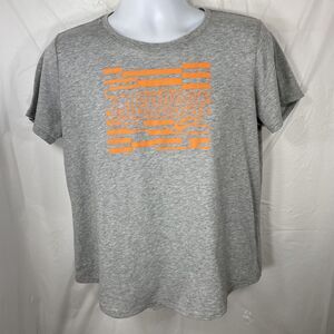 Nike Dri Fit Womens XL Athletic Cut Lacrosse Gray & Orange Graphic T Shirt